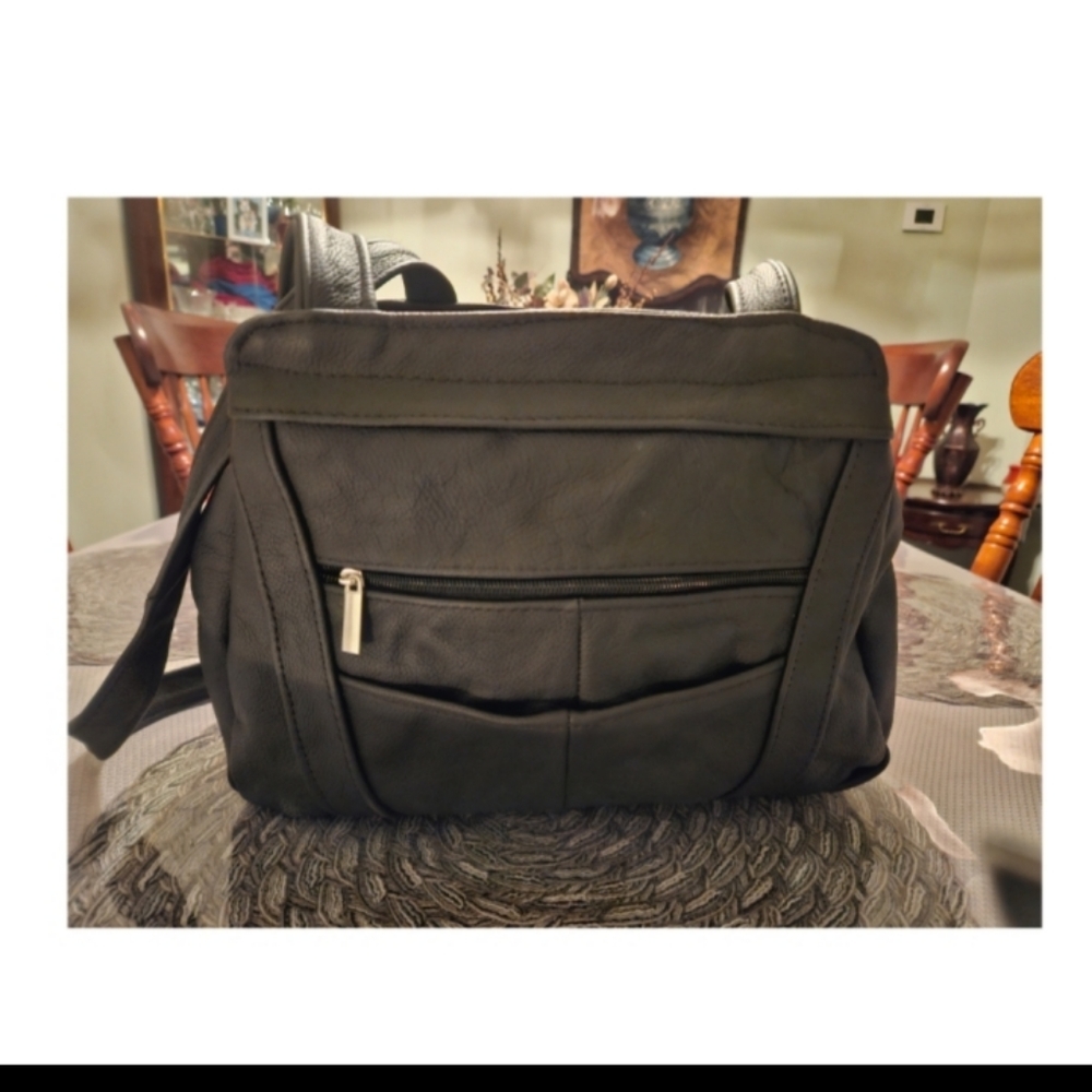 BIG PRICE DROP!!  Three Large Main Zippered Compartments Leather Handbag